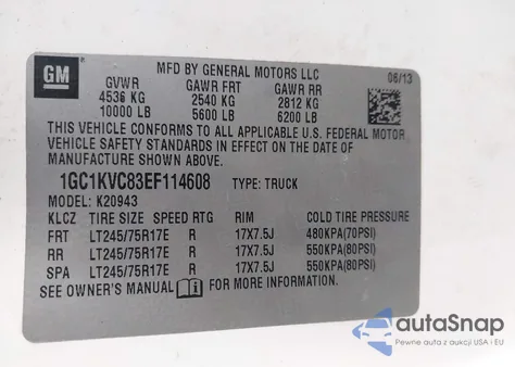 2014 Chevrolet Silverado 2500Hd Work Truck из США, поврежденный, VIN 1GC1KVC83EF114608